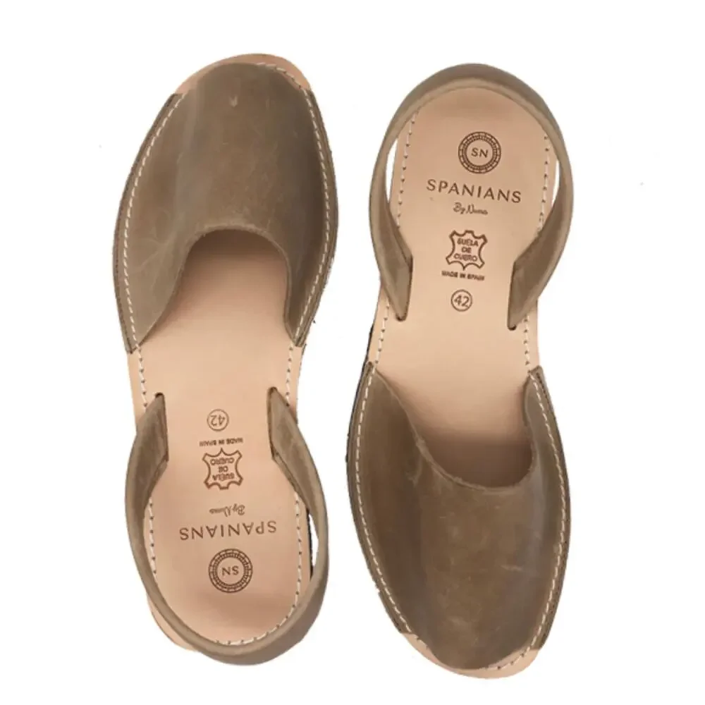 Men's Leather Slide Sandals Sand | Handmade in Spain